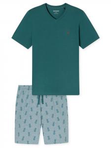 Schiesser Повседневная пижама для сна темно-зеленого цвета