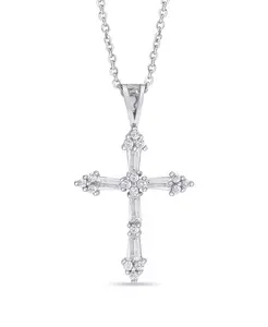 Подвеска-Крест из кубического циркония, 18 дюймов, серебряная или золотая пластина Macy'S, silver