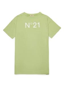 Nº21 Kids платье-футболка с логотипом, зеленый