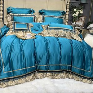 Generic Комплект постельного белья из египетского хлопка 1000TC с европейским свадебным кружевом