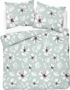 Комплект постельного белья 220x200 сатин микрофибра цветочный мятный Detexpol