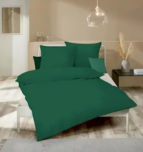 Комплект постельного белья Fine Flannel, однотонный, зеленый/темно-зеленый, современный, разные размеры: 200x200 см Kaeppel