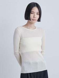 Прозрачная ребристая футболка с круглым вырезом NT Miesrohe, цвет Crm[004]