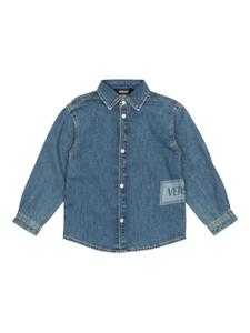 Рубашка джинсовая на пуговицах Versace Kids, синий