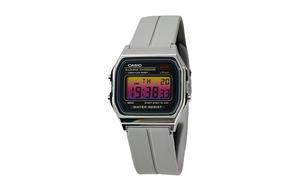 CASIO Кварцевые часы унисекс с силиконовым ремешком и черным циферблатом