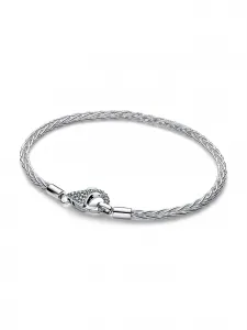 Браслет с подвеской в виде лисьего хвоста и застежкой-паве Pandora, серебро