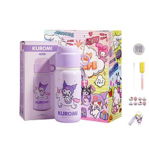 Термокружка Yugui Dog unisex для студентов, стильная, многоцветная, из нержавеющей стали 316, эксклюзивная школьная кружка с соломинкой, 460 мл Sanrio, Kuromi (Cup Brush+Straw Brush+Shopping Bag+Sticker+Keychain)