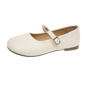 Alxnan Женские туфли Мэри Джейн на массивном каблуке бежевые, цвет Beige