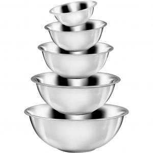 Набор металлических мисок, 5 шт., из нержавеющей стали, штабелируемые, 16/20/24/28/32 см King, Edelstahlfarben