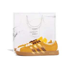Adidas Кроссовки для скейтбординга Vl Court Classic Coverage с защитой от истирания, низкие, унисекс, желтые, белые