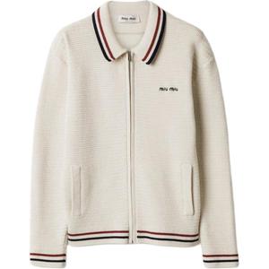 Кардиган с молнией и вышитым логотипом MIU MIU, нейтральный