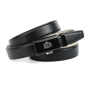 Кожаный ремень Anthoni Crown, блестящая пряжка с гербом, черный