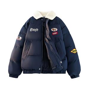 Пуховик Unisex Lapel Thickened Padded Puffer Jacket HUANQIU, темно-синий