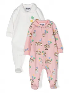 Комплект из двух комбинезонов с принтом Teddy Bear Moschino Kids, белый