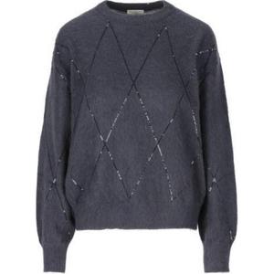 Свитер с пайетками Brunello Cucinelli, темно-серый