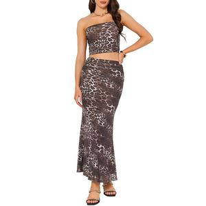 Женский летний комплект из двух предметов: топ-бюстье и юбка с леопардовым принтом Inspire Chic