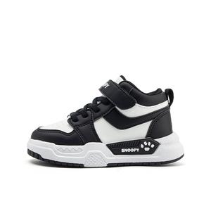 Нескользящие, легкие, амортизирующие, дышащие, высокие, детские кроссовки для повседневной носки SNOOPY, белый/черный