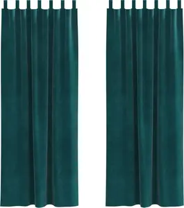 Плотные шторы для мебели с петлями, 2 шт., темно-зеленый бархат - Шторы и шторы 4107222 vidaXL