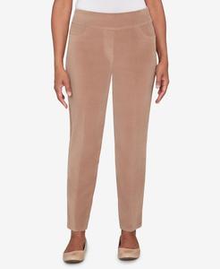 Укороченные брюки Petite Vienna Allure Fit из вельвета с плоским передним краем Alfred Dunner, Mocha