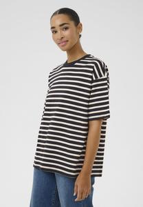 Футболка Kaffe KALORA , Black Broken White Stripe/Multi-Coloured