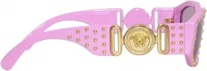 Мужские солнцезащитные очки Versace, черная оправа, темно-серые линзы, 53 мм, Pink