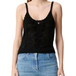 CHANEL Женские камисоли Black с круглым вырезом Moderate Others