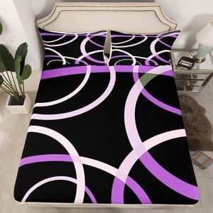 Erosebridal Комплект постельного белья Abstract со спиральным узором в черно-фиолетовых тонах, современный дизайн для детской и подростковой комнаты, Black Purple
