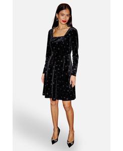 Женское платье-скейтер с принтом в виде звездочек и фольги Yumi, Black