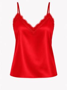 Worldclassca Топ 'Spaghetti Lace Trim Top' в цвете Fire Red