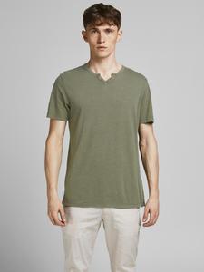 Футболка Jack & Jones V Neck Kurzarm mit Knöpfen JJESPLIT, зеленый