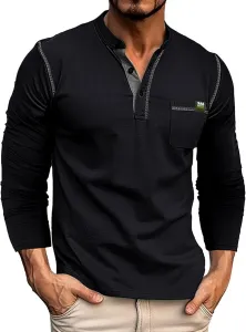 Мужская футболка-поло с длинным рукавом и карманом