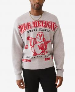 Мужской свитер с круглым вырезом, стандартного кроя True Religion, Heather Gray