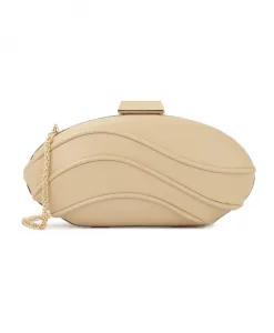 Авангардная сумочка-клатч с выгравированным логотипом. Kazar, бежевый