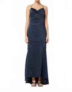 Длинное платье-макси с подолом, темно-синее Elliatt