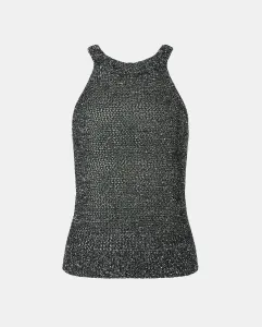 Женский трикотажный топ без рукавов с сеткой из пайеток Tintoretto, черный