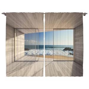 Штора twentyfour Ozean II (2 шт), 245 см цвет beige/blau