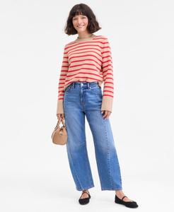 Женский свитер с длинными рукавами и круглым вырезом, размеры XXS-3X On 34th, Red Stripe