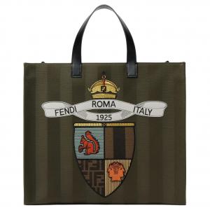 FENDI Хлопковая сумка-шоппер, шоппер, сумка через плечо, кроссбоди, мужская сумка темно-зеленого цвета