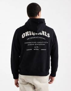 Толстовка Jack & Jones oversize с оригинальным принтом на спине черного цвета