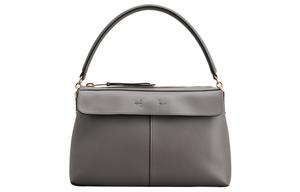 TOD'S Кожаная бостонская сумка через плечо маленькая женская серая