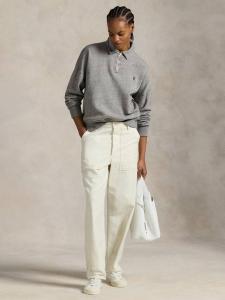 Легкий поло-свитер с молнией на четверть из флиса Ralph Lauren, Grey