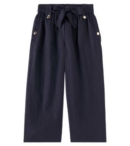 Широкие льняные брюки Chloé Kids, Navy