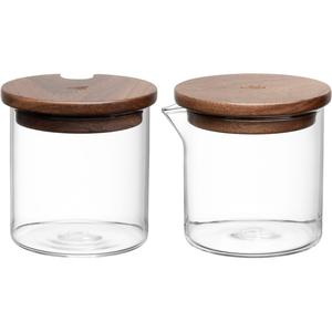 Набор для молока и сахара NOVO LEGNO молочник и сахарница с деревянной крышкой Leonardo, прозрачный
