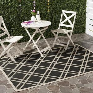 Ковер SAFAVIEH, 201 x 290 см, Courtyard Collection Black/Beige CY6923 Trellis для дома и улицы, водонепроницаемый, легко чистится, для патио, заднего двора, прихожей