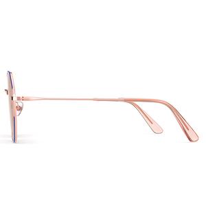 Солнцезащитные очки асимметричной формы женские утонченная металлическая оправа с разноцветными линзами 8257 PARZIN, золотая оправа с антибликовым градиентным линзами чайного коричневого оттенка