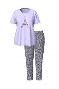 Ulla Popken Пижама в цветах Grey, Dark Grey, Lavender
