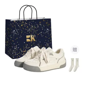 Boldi Kuki Низкие женские скейтерские кеды Ecru с носками в подарочной сумке, цвет Ecru (Shopping Bag-Comes with Socks)