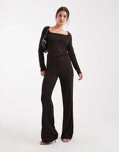 Блестящие брюки Vero Moda широкого кроя в шоколадном и медном цветах