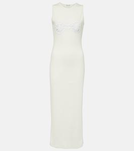 Платье миди из хлопка с отделкой крючком Magda Butrym, белый
