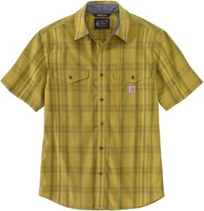 Carhartt мужская рубашка с коротким рукавом, свободного кроя, легкая, в клетку, Rugged Flex, True Olive